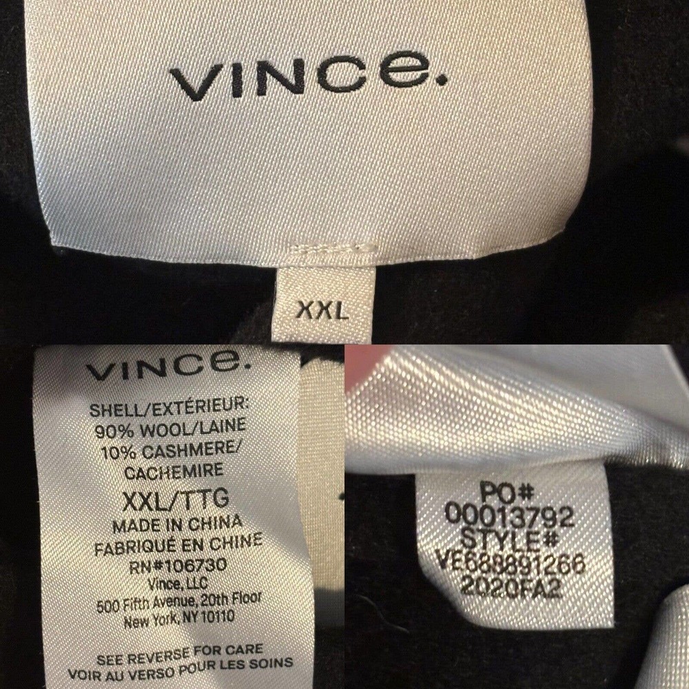 Vince Black Collarless Open-Front Coat Wool & Cashmere Blend - Picture 14 of 16